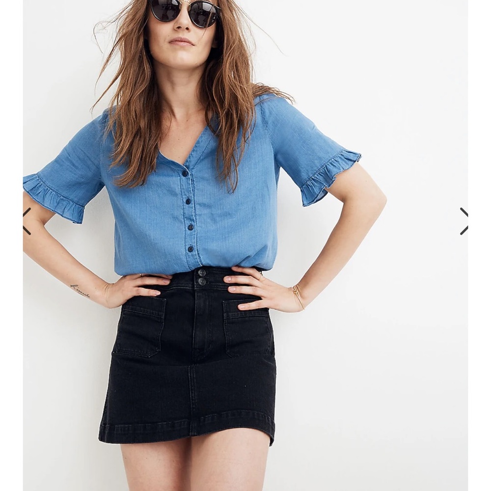 Madewell Stretch Denim A-line Mini
Skirt in Black Frost